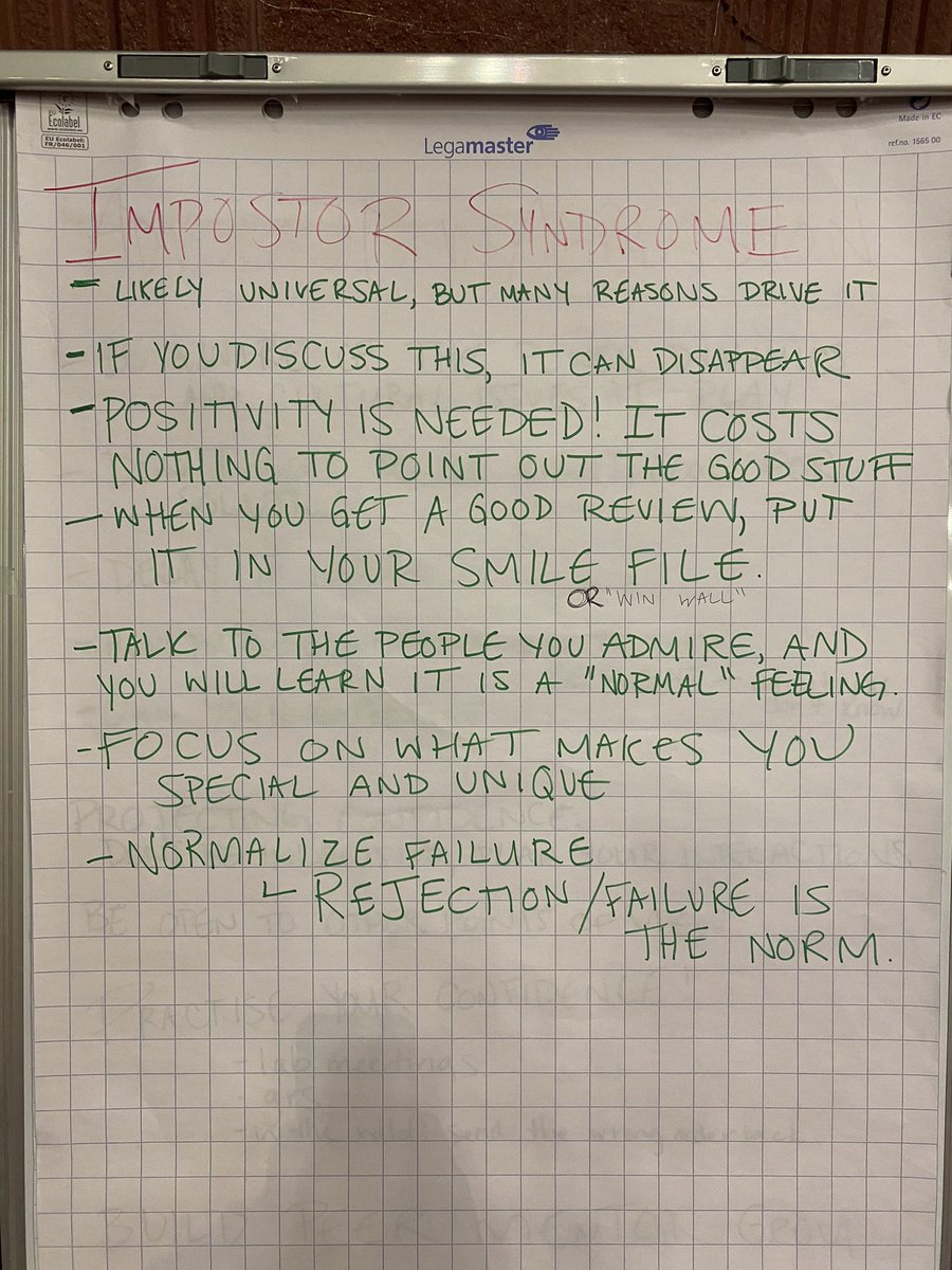 carninci's tweet photo. Some suggestion at the Gordon conference, for those suffering impostor syndrome. Apparently many in science. https://t.co/fIoyYbRSeu