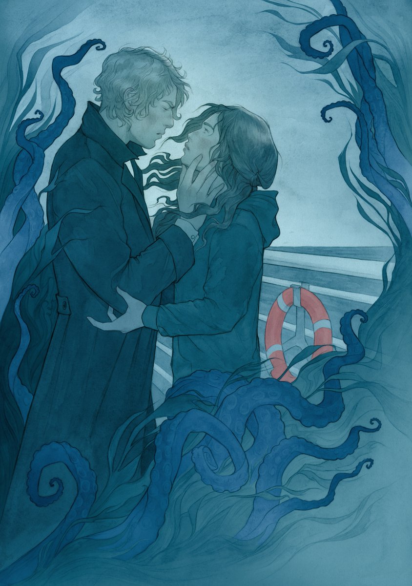 Con and Liv from THOSE WE DROWN by @AmesWrites  (Amy Goldsmith), coming July 2023 from Delacorte Press! This print is available until 30 June through the author's preorder campaign :) #YAhorror #YAlit #bookart #postcardprint