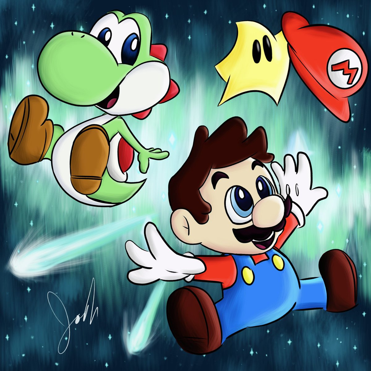 JoshuaM77405722's tweet image. A drawing for my favorite Mario game of all time. #supermariogalaxy2 #mariogalaxy2 #mariogalaxyart #space #marioart #digitalart #nintendo #yoshifanart #luma #yoshi #supermariogalaxyfanart #drawing #art #ArtistOnTwitter #supermario