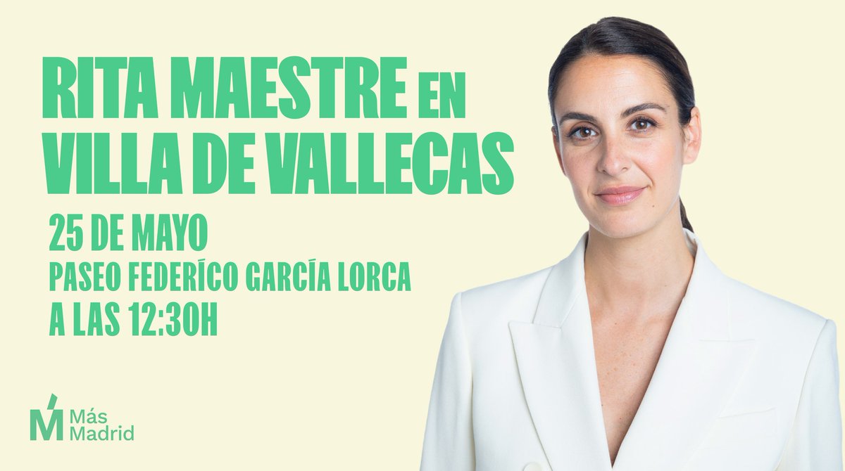 Llegamos al penúltimo día de campaña haciendo lo mismo que estos 4 años: recorrer Madrid. Ven mañana al Paseo Federico García Lorca para estar con la próxima alcaldesa de Madrid y hablar de Villa de Vallecas.