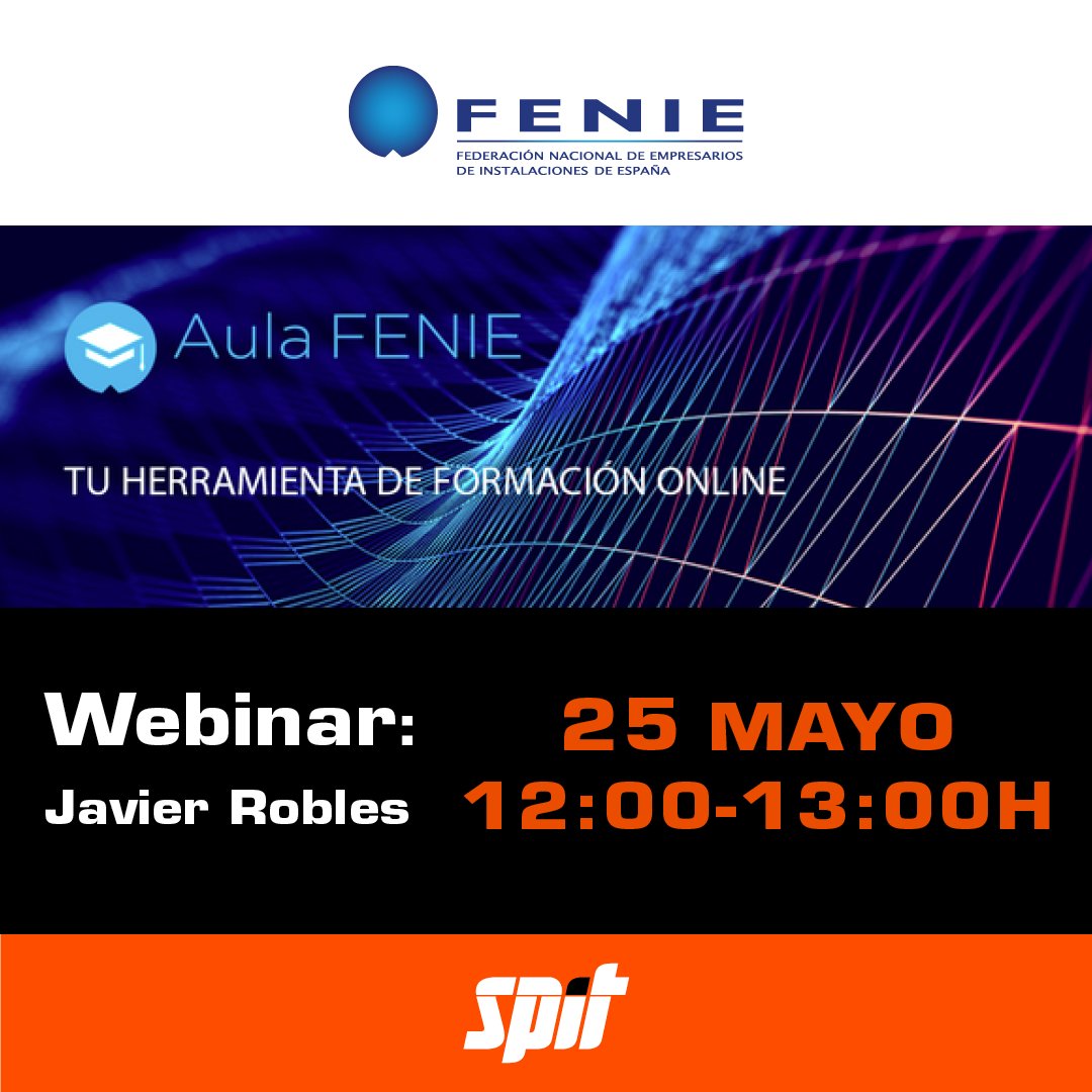 👍Mañana 25 de mayo de 12 a 13h, webinar ofrecido por Javier Robles, Gerente de cuentas clave KAM en SPIT. Gracias al Aula <a href="/FenieInstalad/">FENIE</a> 

Sobre NUEVAS SOLUCIONES PARA INSTALACIÓN DE SOPORTACIÓN ELÉCTRICA

Inscripción en:

👇👇👇👇👇👇👇👇
register.gotowebinar.com/register/51380…

#Spit #webinar
