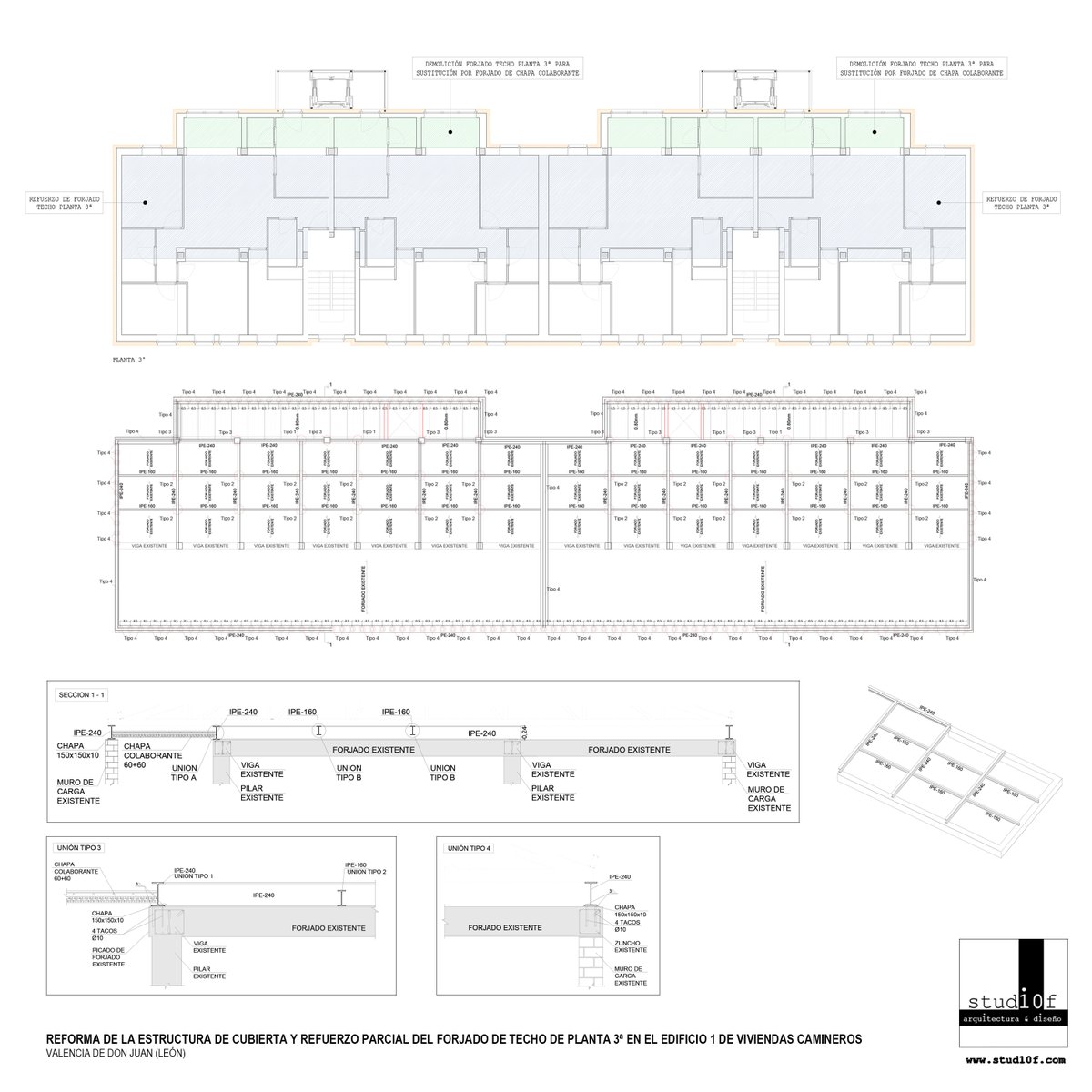 stud10f's tweet photo. ESTRUCTURA DE CUBIERTA Y REFUERZO PARCIAL DE FORJADO DE TECHO P3 EN 'EDIFICIO 1' DE VIV. DE LOS CAMINEROS.
(#ValenciaDeDonJuan, León)
✏️📐👷🏻‍♂️🏗🏠

Este proyecto estructural nos hace especial ilusión por ser granito en una de esas obras llamadas a  fijar población en la tierrina... https://t.co/XS8la2nAsR