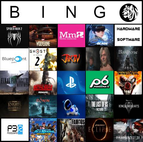 TheMoonTiger's tweet photo. There are definitely some far-reaching predictions in here but let's see if we can get at least one bingo 😅

See ya'll live at 3PM Central for the PlayStation Showcase today! https://t.co/5tZFqtrqHf