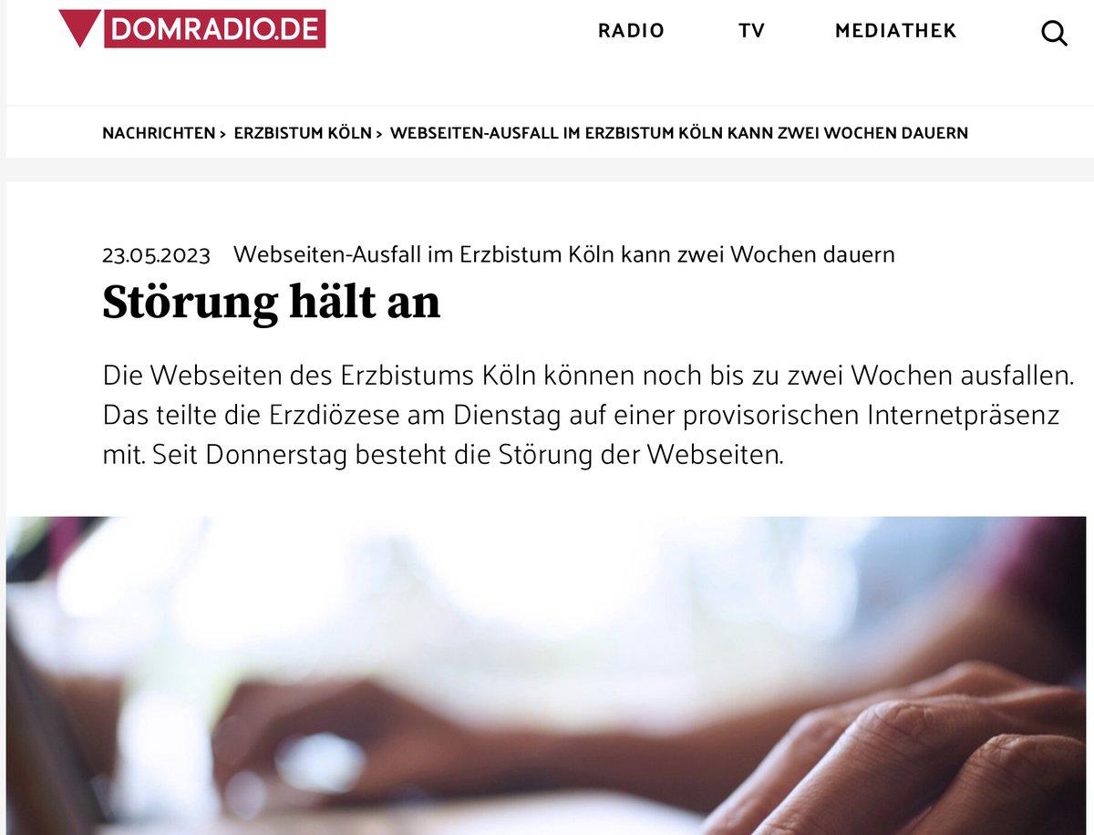 coloniatom's tweet photo. Erzbistum Köln - Störung hält an
🤔 1. Gedanke … #Woelki ? 
🤭 ach so, die Webseiten … https://t.co/wuabvw839r