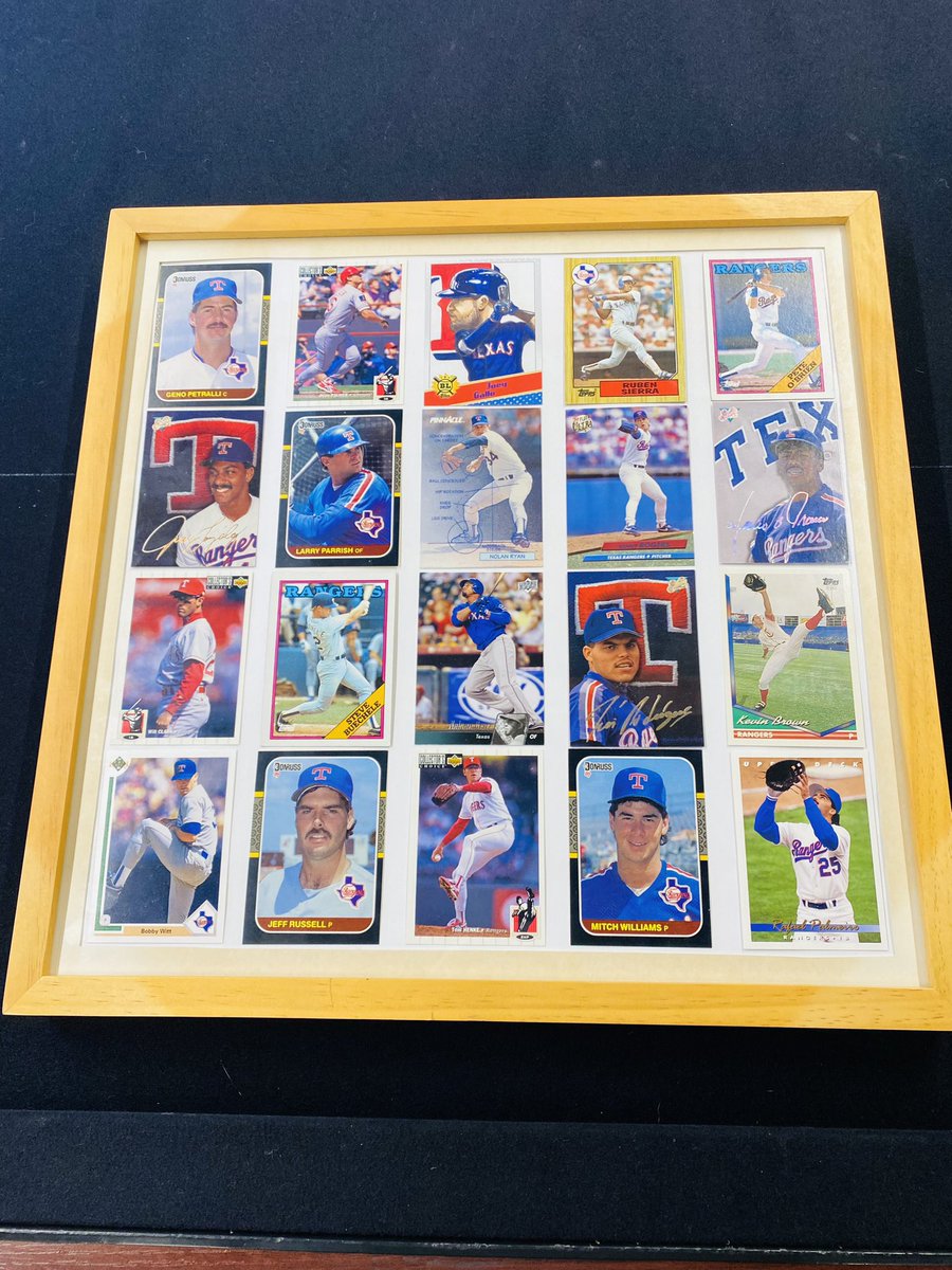 TexasRangers_UK's tweet photo. @DugoutClassics so made my first thing using some of the cards you sent me for the home bar https://t.co/ln7aKlLWnY