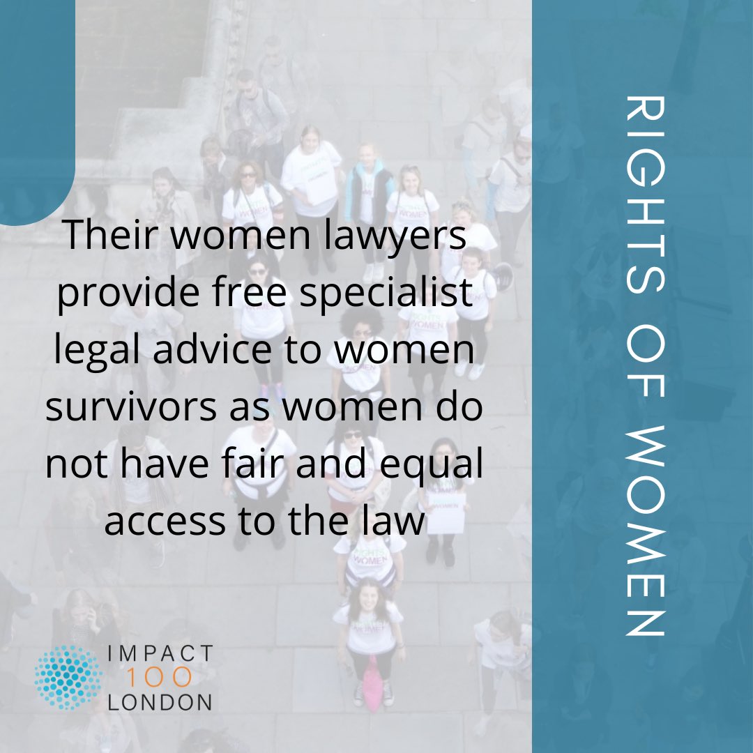 ImpactLondonCo's tweet image. The 2nd of our finalists is @rightsofwomen a charity dedicated to social justice &amp;amp; equality for women through their legal rights 

Formed 40 years ago in response to the 5th demand of the Women’s Liberation Movement for legal and financial independence for women 1/2

#impact100