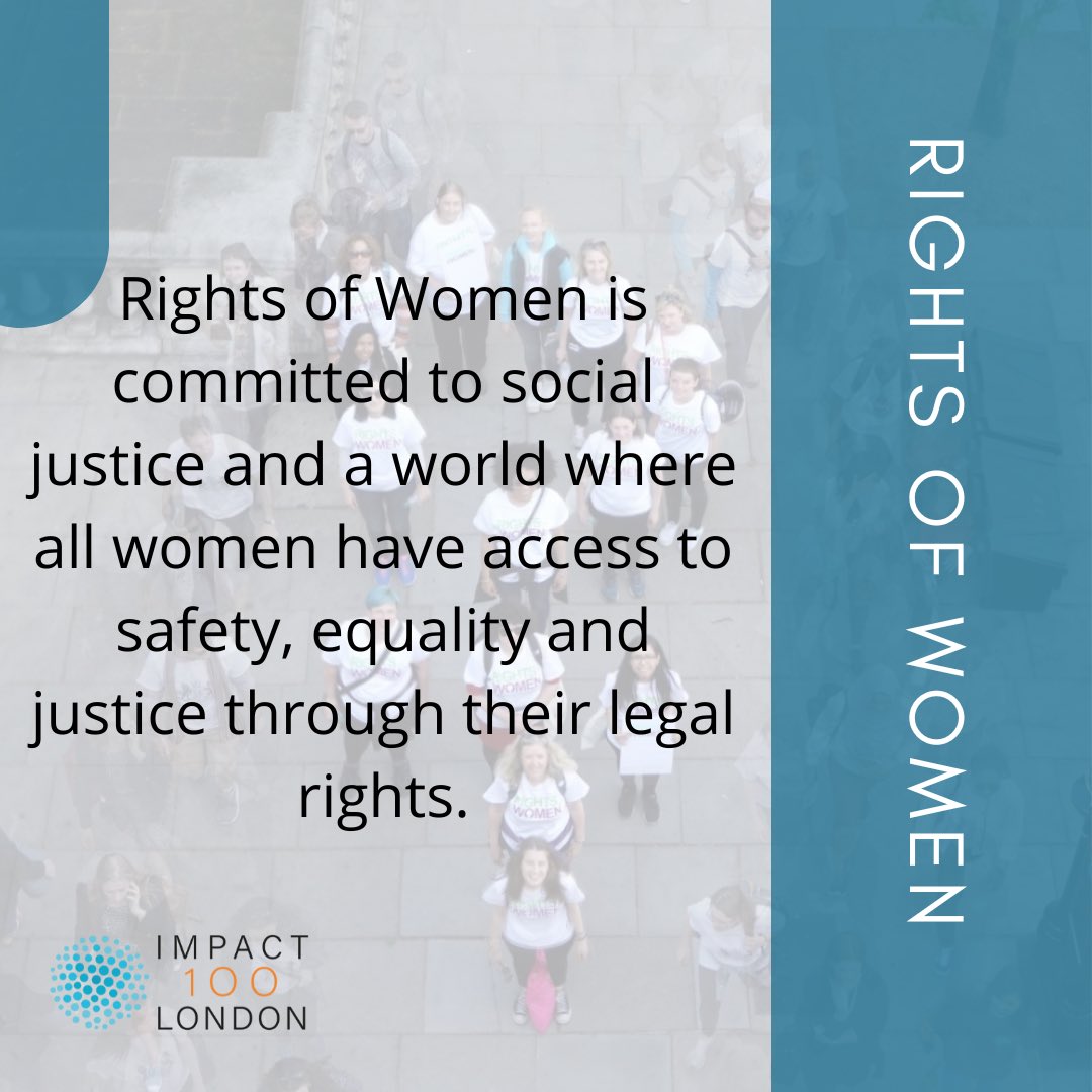 ImpactLondonCo's tweet image. The 2nd of our finalists is @rightsofwomen a charity dedicated to social justice &amp;amp; equality for women through their legal rights 

Formed 40 years ago in response to the 5th demand of the Women’s Liberation Movement for legal and financial independence for women 1/2

#impact100