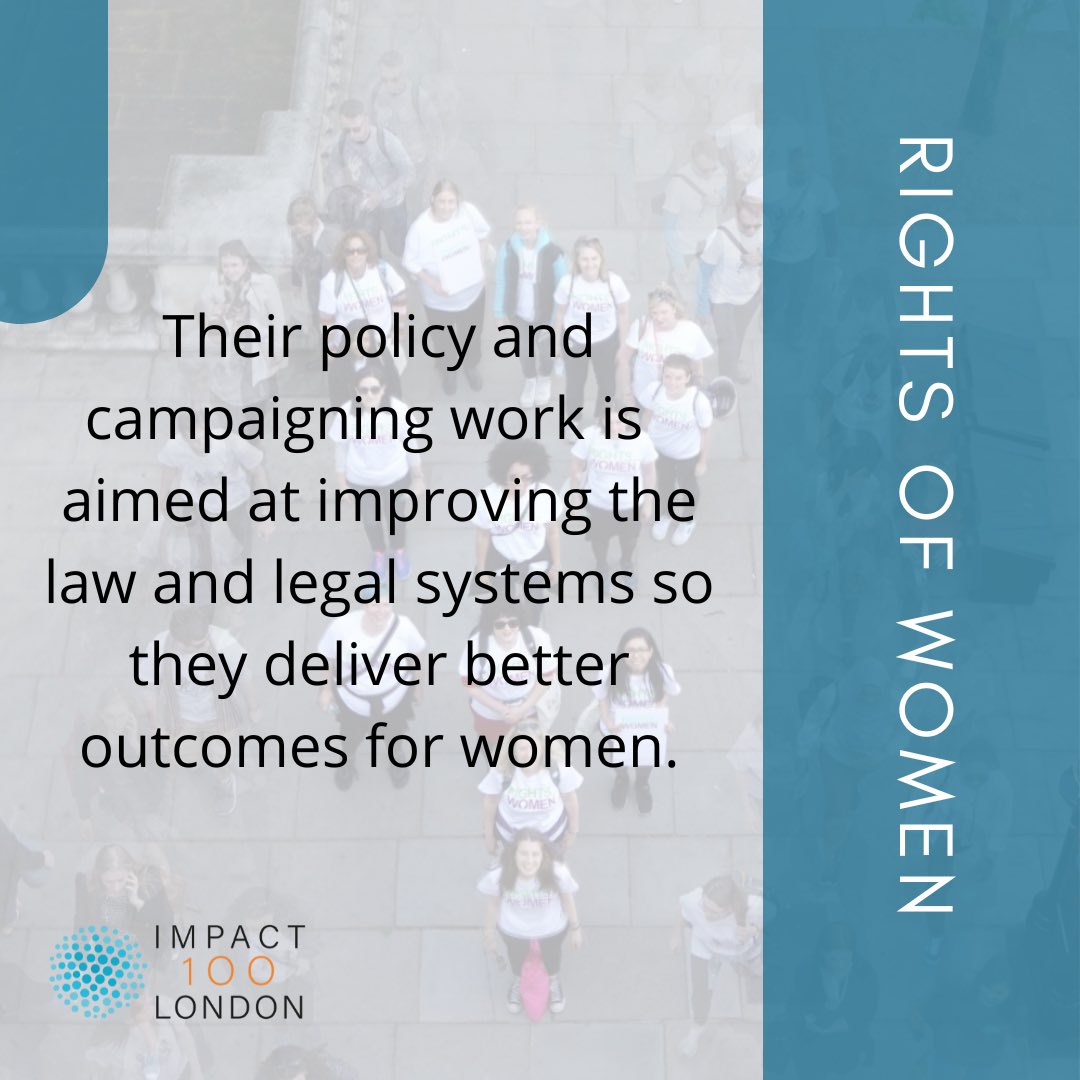 ImpactLondonCo's tweet image. The 2nd of our finalists is @rightsofwomen a charity dedicated to social justice &amp;amp; equality for women through their legal rights 

Formed 40 years ago in response to the 5th demand of the Women’s Liberation Movement for legal and financial independence for women 1/2

#impact100