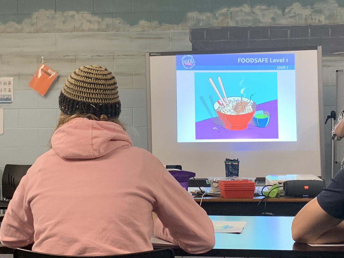 Fraserview Learning Centre students participating in Food Safe Level 1 with Ms. Armstrong! We will miss her visits after today!