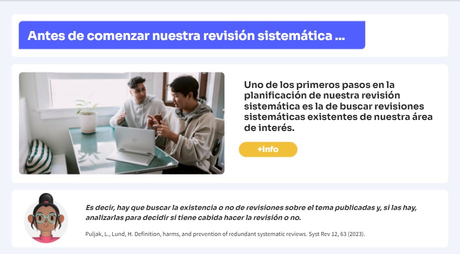 Uno de los primeros pasos en la planificación de nuestra revisión sistemática es la de buscar revisiones sistemáticas existentes de nuestra área de interés
🔗bibliogetafe.com/2023/04/10/ant…