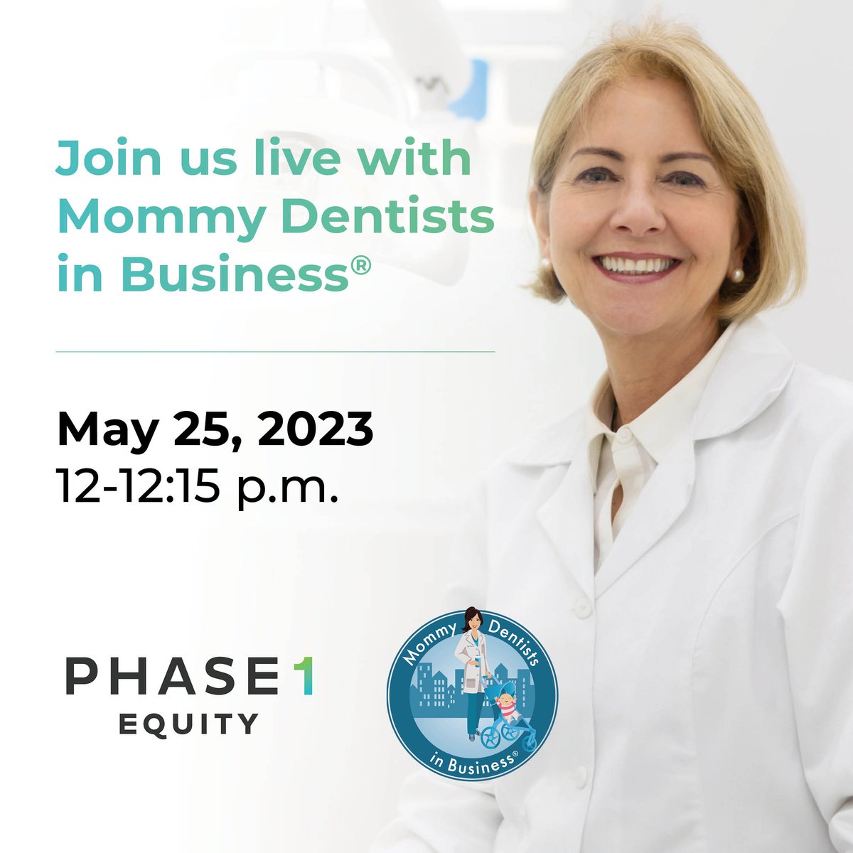 Phase1Equity's tweet image. On May 25 at 12 p.m., head to Facebook or Instagram to hear Kristen Cusack, CEO, discuss all things private equity, DSO and EBITDA. Make sure you have the info to make informed decisions!

#MommyDentists #MDIB #DoctorEquity #PrivateEquity