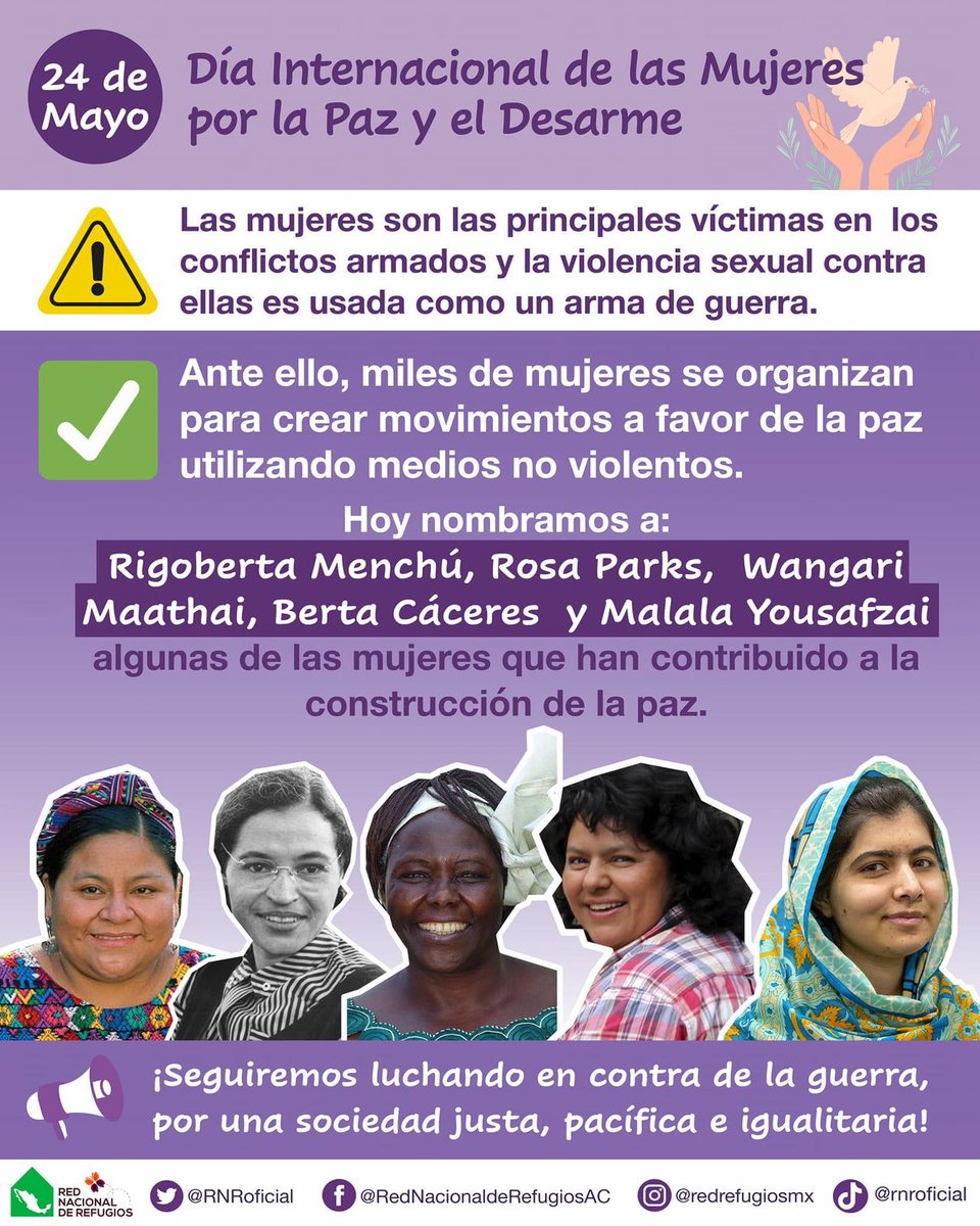 GougesAc's tweet image. 24 de mayo Día Internacional de las Mujeres por la Paz y el Desarme.