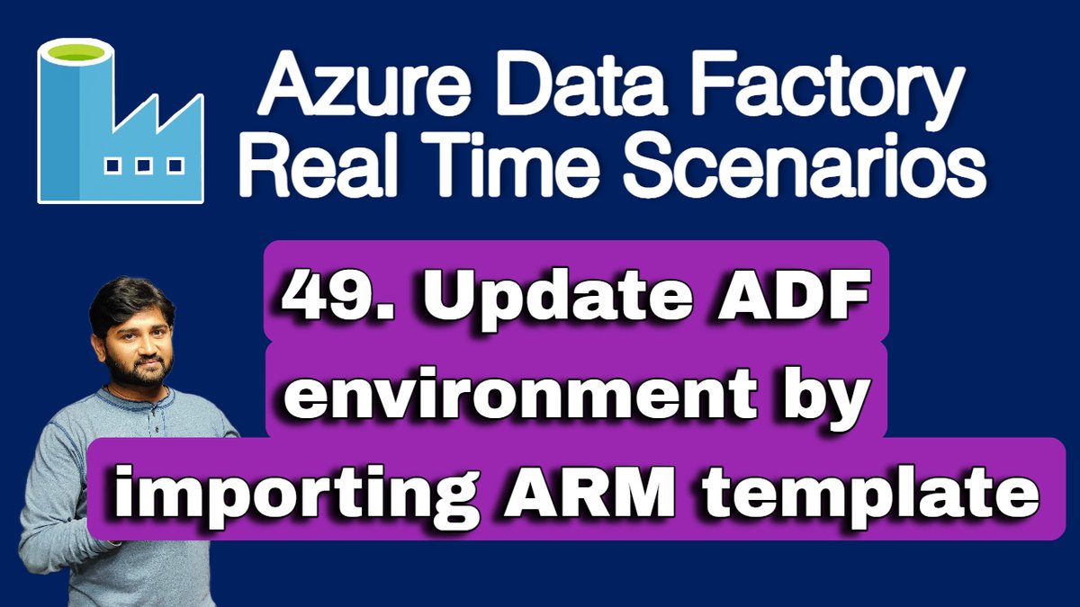 #adf #azure #azuredatafactory #datafactory #etl #arm #armtemplate #dataengineering #data
@AzDataFactory @Azure_Synapse 
Update ADF environment by importing ARM template.

youtu.be/lKVUNmHlBeY