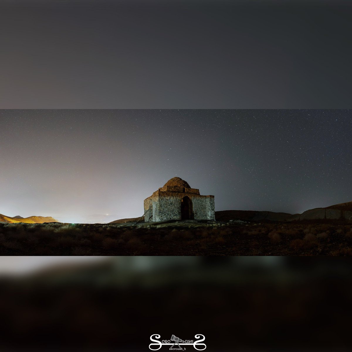 ssoroush_h's tweet image. Ursa major over Bazhur
 In the Baz ​​Hor between Torbat Heydarieh and Neishabur, there is probably a pre-Sasanian shrine.
 These four arches are located on a hill, and one of its characteristics is its stone dome, which is made of wood (turning a square into an octagon).