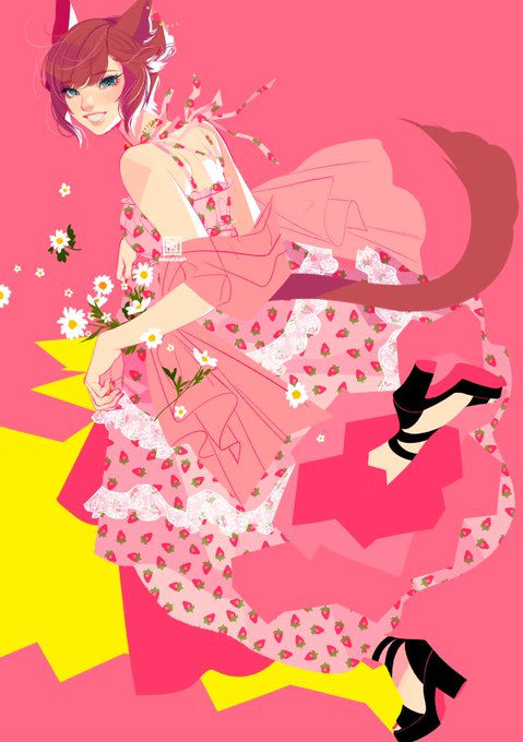 「pink background strawberry print」 illustration images(Latest)