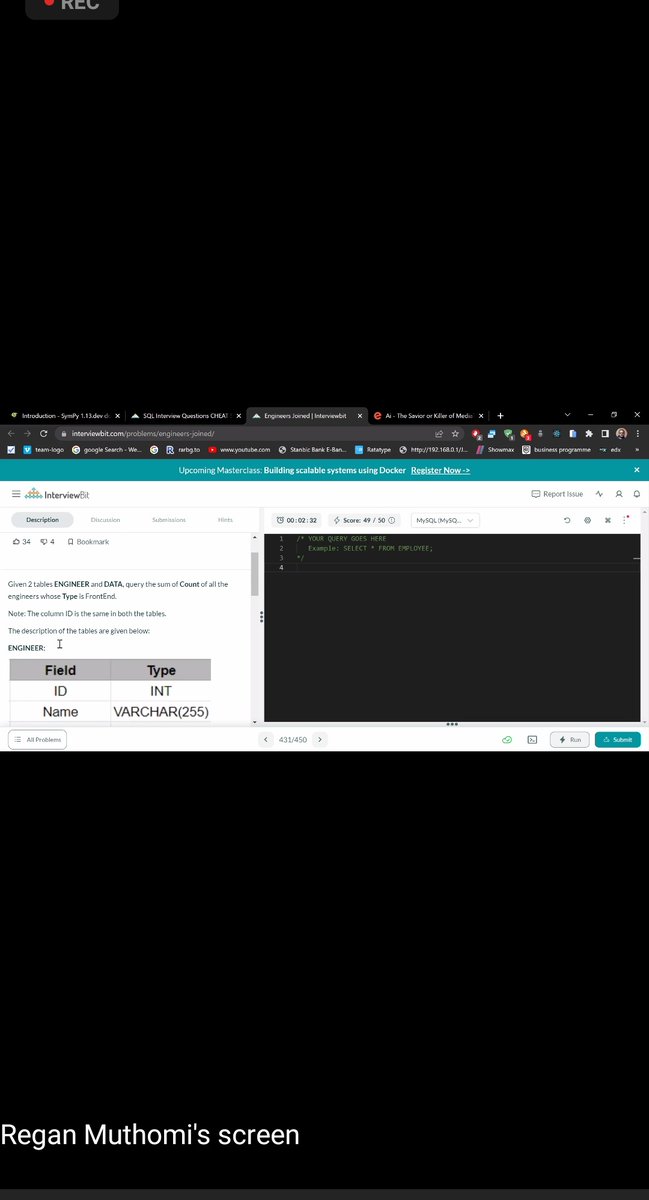 adindArthur's tweet image. Another day of learning. #30DaysOfSQL with @nairobi_ai .
Cheers to our facilitator @regan_codes