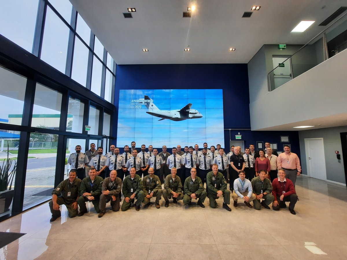 embraer's tweet photo. #Embraer is glad to share that the 1st Portuguese Air Force team had conclude the first phase of training to operate the #KC390 #Millennium. That phase had occurred at Embraer Academy in Brazil focusing on pilots, loadmasters, and technicians. #HightTech #VeryHuman. https://t.co/39x6N3FTIY