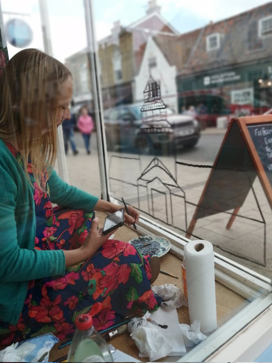 Polly Crosby has created a beautiful window for us today! Come along and take a look, have a glass of wine and meet Polly this Saturday from 5.30pm. Polly will be signing copies of her latest book #VitaAndTheBirds <a href="/WriterPolly/">Polly Crosby</a> <a href="/HarperCollinsUK/">HarperCollinsUK</a> #Southwold #newwindow