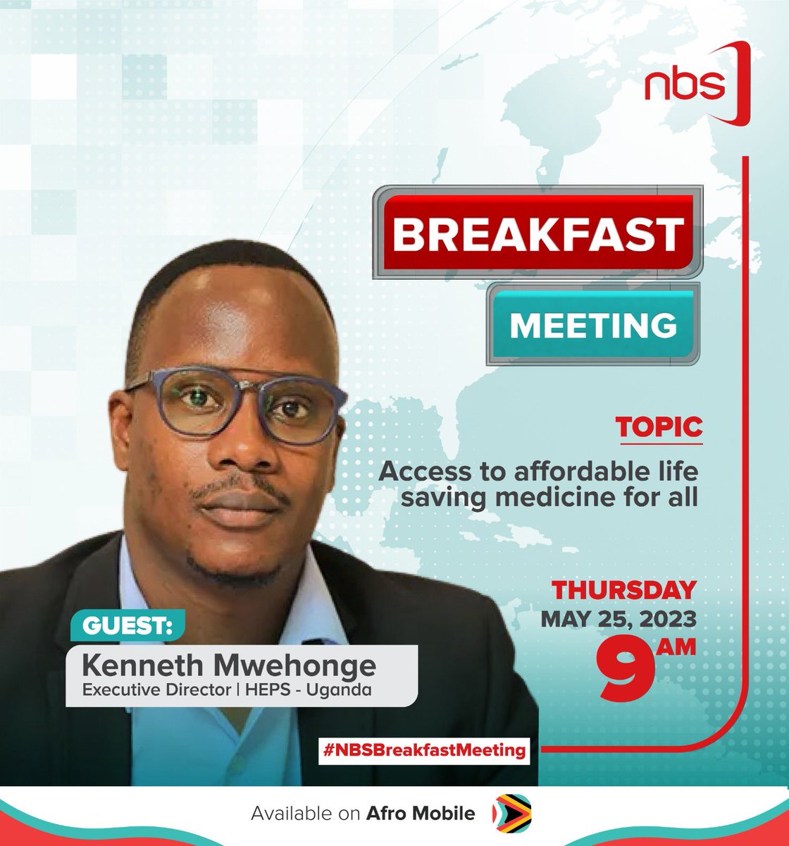 Tomorrow, 
The Country Program Director 
for @ahfugandacares together with The Regional Policy and Advocacy Manager for @ahfafrica 
@DianaTibesigwa and ED for @hepsuganda ,@MBKeno 
Will be live on @nbstv during the 
#BreakFastMeeting at 9am 

#GreedyGilead
#PeopleBeforeProfits