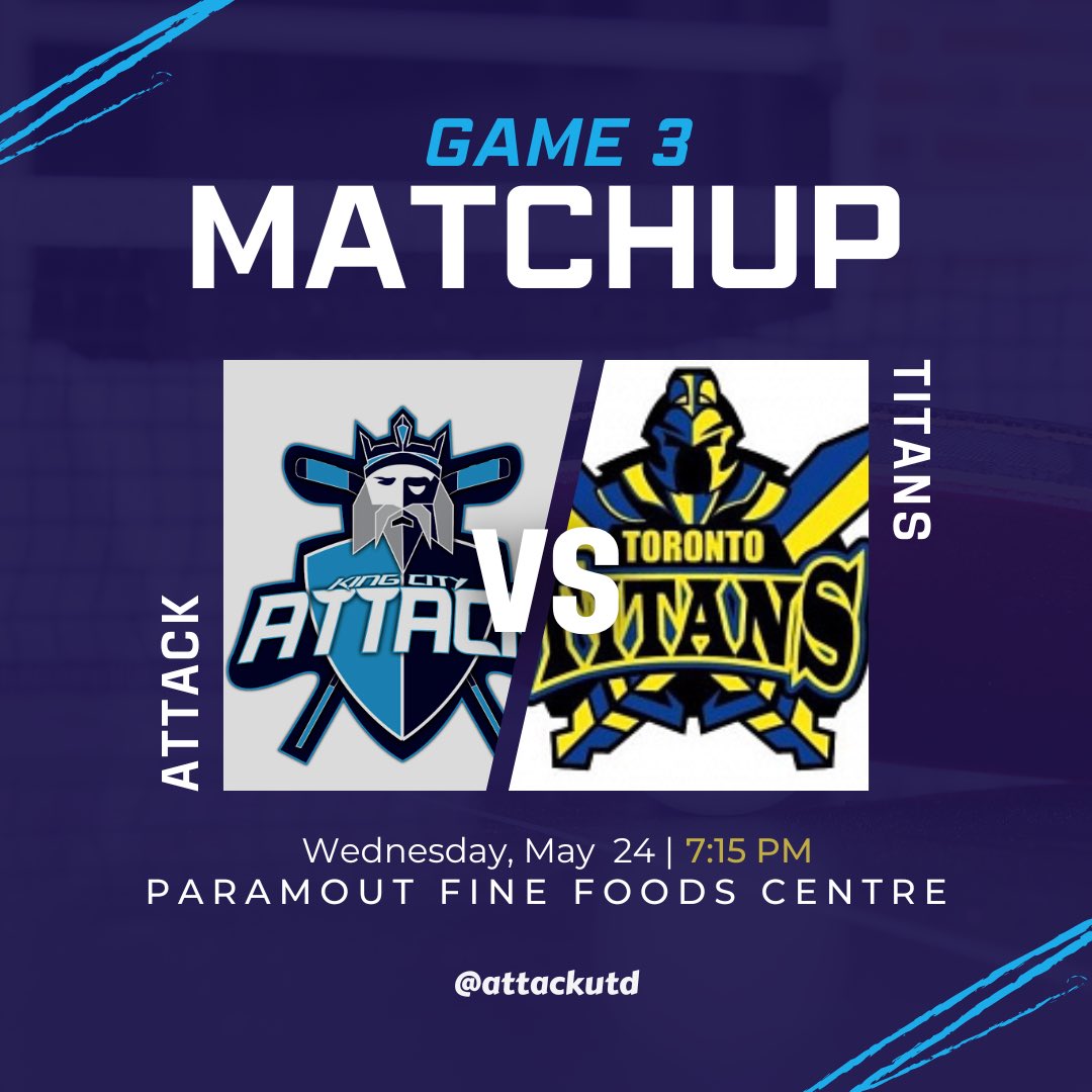 .
⚫️⚫️⚫️⚫️⚫️⚫️⚫️⚫️⚫️⚫️⚫️
⚪️⚪️⚪️ G A M E D A Y ⚪️⚪️⚪️
🔵🔵🔵🔵🔵🔵🔵🔵🔵🔵🔵

-

King City Attack 🆚 Toronto Titans

📍Paramount Fine Foods Centre
🗓 May 24, 2023
⏰ 7:15pm EST

-
@ballhockeyontario x #PremierDivision
-
📸 <a href="/shiftdhockey/">Shiftd Hockey</a>