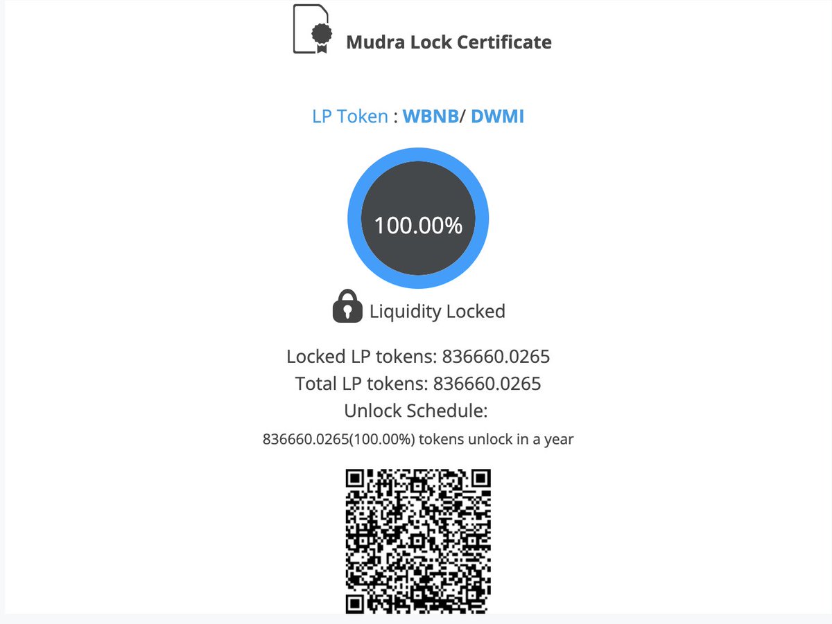 dwmicoin's tweet photo. Liquidity Lock Certificate $DWMI https://t.co/rnXKUDO4ol