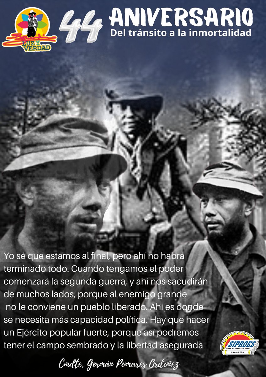 siproesunanleon's tweet photo. Hoy 24 de mayo, conmemoramos el 44 aniversario del Tránsito a la Inmortalidad del Cmdte Germán Pomares Ordoñez, uno de los fundadores del FSLN, dejandonos vivo su legado, de dignidad, lealtad y amor a nuestra #Nicaragua 
#LeonRevolucion 
#UnidosEnVictorias https://t.co/71zX67yuk1