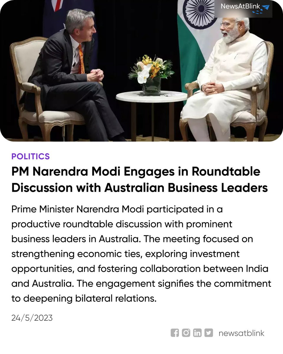 #PMModi #IndiaAustraliaRelations #BusinessLeaders #Collaboration

To know more about it refer “economictimes.indiatimes.com/news/india/pri…'