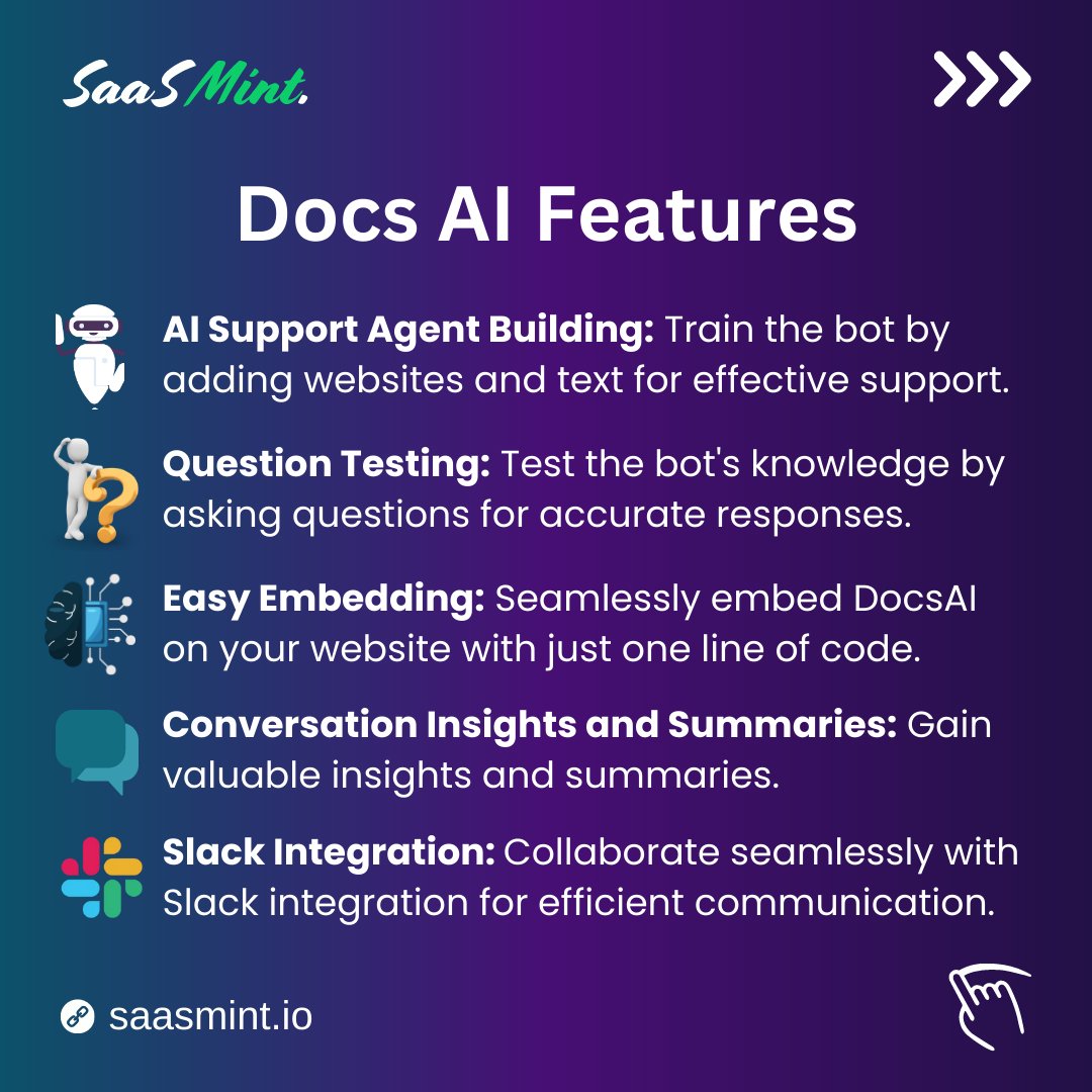 SaasMint's tweet photo. 🚀 Elevate your customer support and HR game with Docs AI!
#DocsAI #docs #ai #aitool #aitools #aritificialintelligence #artificialintelligencenow #AIAssistance #CustomerSupport #HR #EfficiencyBoost #artificialintelligencetechnology #ainewsdaily #saas #saasmint https://t.co/yQ7aZAdceF