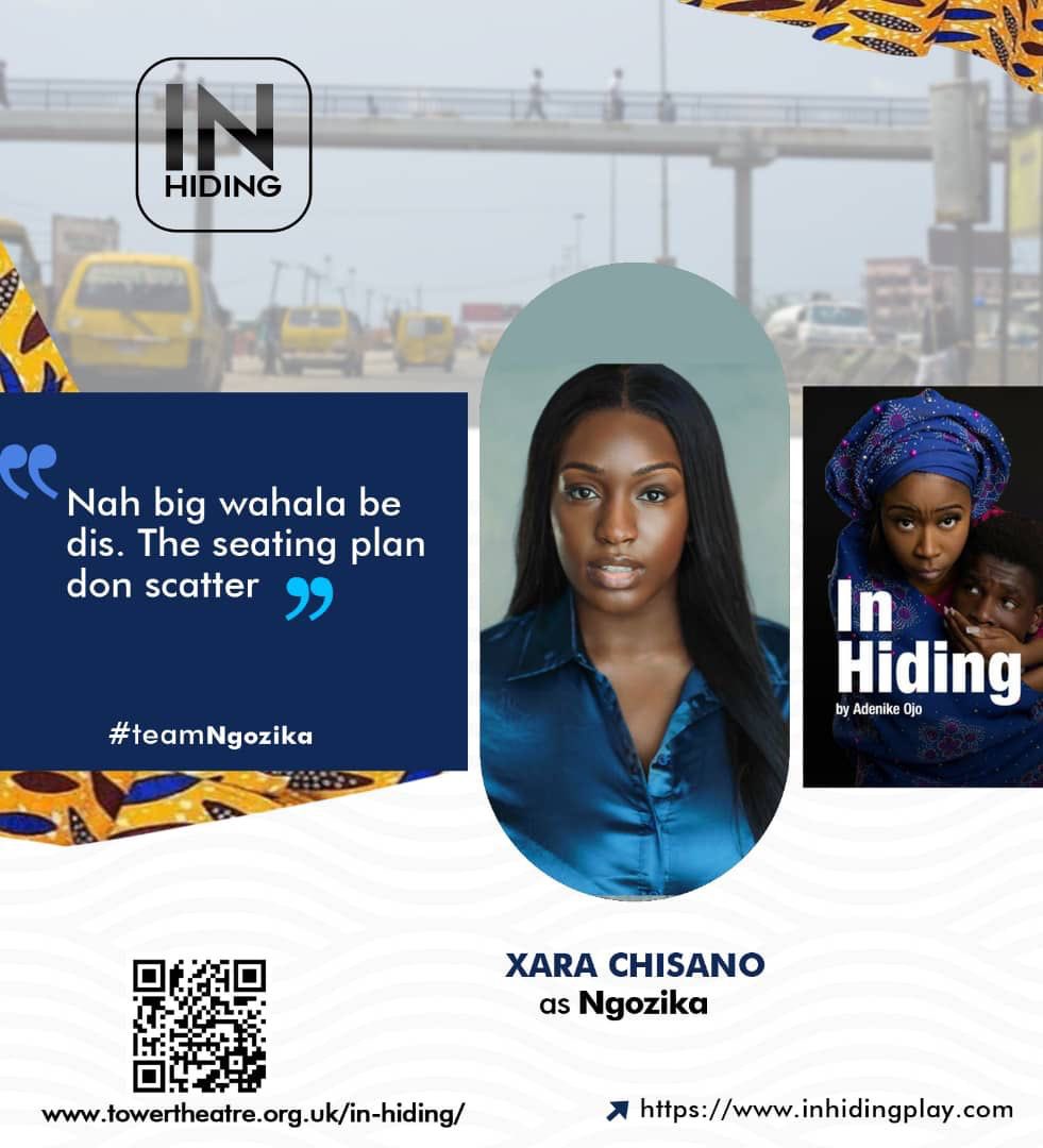 InhidingP's tweet photo. Introducing Ngozika of #InHiding played by @XaraChisano  @towertheatre 
#teamngozika #mergingtwoworlds #ilovenewwriting #newplayalert #ilovetheatre #ilovehackney #hackneyareyouready #ilovestokey #naijaculture #bossbabe #pigdin #owambe #inhidingplay https://t.co/xVQvc1raOF