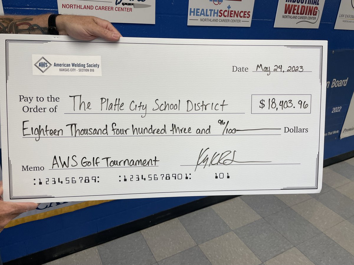 Thank you @awsHQ Kansas City Section for your commitment to workforce and our #NWDC_ProjectKC.  The funds raised from your recent and fall golf tournaments ($18,403.96) will go a long way to support our efforts to build a new workforce facility in the heart of the Northland! TY!!