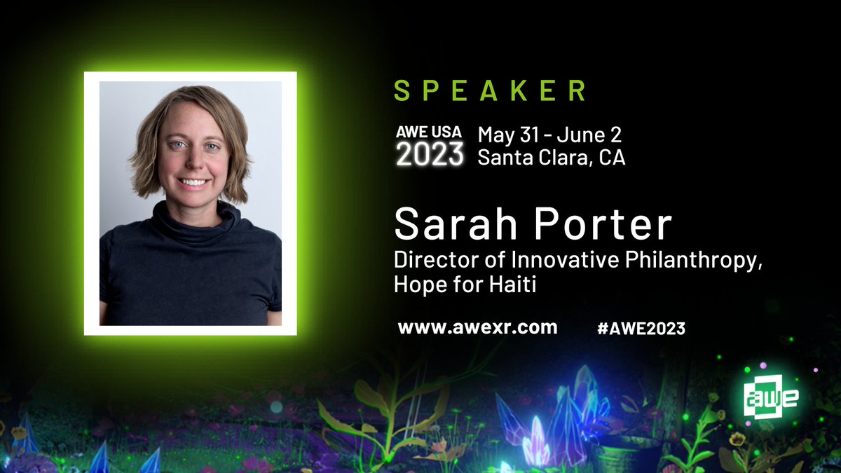 SarahLizaPorter's tweet photo. Who's coming to @ARealityEvent next week in Santa Clara?? Would love to meet! Swing by the @HopeforHaiti booth in the Playground to say hi and explore Haiti in VR. Or join the Retail and E-Commerce sessions where I will be Track Chair! #techforgood #VR #AR #VirtualReality #haiti https://t.co/F7IvC4oVeI