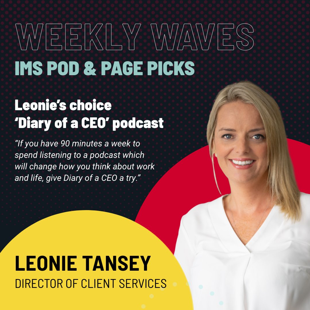 WEEKLY WAVES

Looking for a good podcast? Leonie Tansey,  recommends 'Diary of a CEO',  a podcast series  (and book) hosted by by <a href="/StevenBartlett/">Steven Bartlett</a>.  

Raw, honest and emotional. Give it a listen or grab a copy of the book  🎧 👍 

bit.ly/3q2AAr7

#weeklywaves