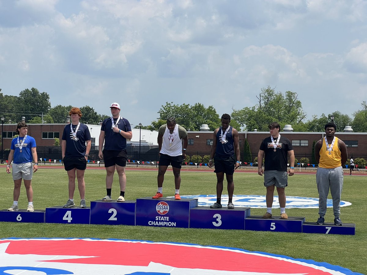 First year track athlete @DonovanNevils1 is All-State with a 7th place finish in discus.