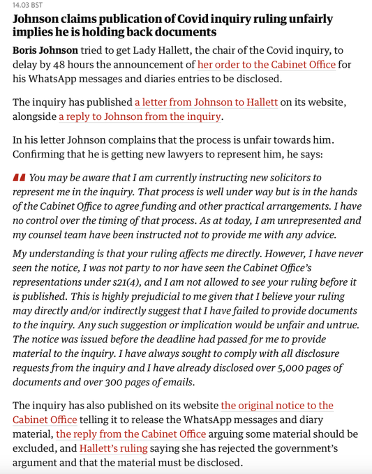 Ok - so Boris Johnson - he of all the entitlement. Nine or ten children and we are expected to pay his legal bills. If that was someone in social housing his Tory colleagues would be pouring scorn. Look closely: 1/7