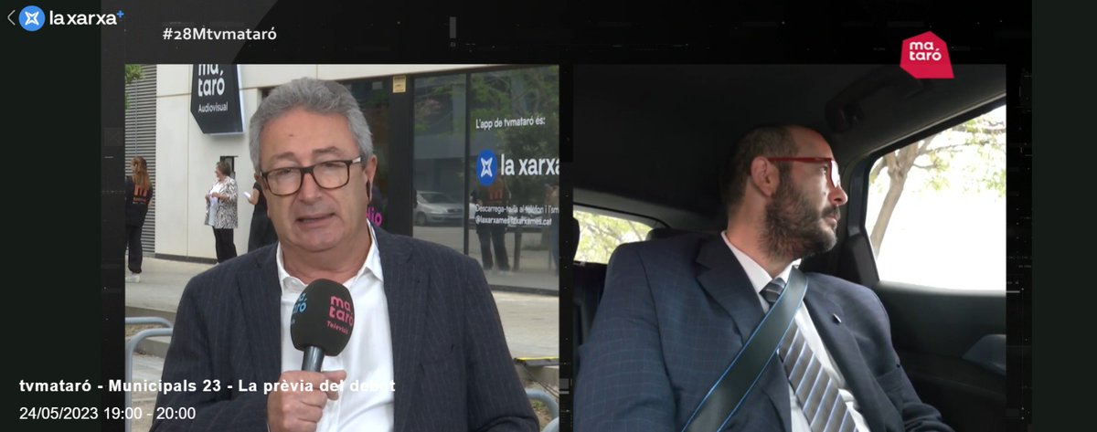 Ara mateix vaig cap al debat a <a href="/tvmataro/">tvmataró</a> amb els altres caps de llista, moderat per <a href="/oburgada/">Oriol Burgada</a>.

Us animo a seguir-lo al vostre televisor o a <a href="/laxarxames/">La Xarxa+</a> #28Mtvmataró 

I diumenge, vota #PerquèGuanyiMataró
