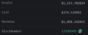 #MEV 🤖 made $1,524 with a ROI of 407% from #Arbitrage , using 3 tokens ( $USDC , $ETH , $DAI ):

Build your own MEV Bot: github.com/smartestcontra…

#nft #btc #ens #web3 #rfd #pepe #bnb #binance #uniswap #ben #crypto