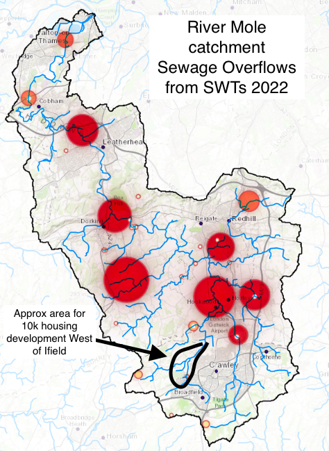 SirGeogy's tweet photo. Significant threat to health of the River Mole: current wastewater treatment works do not have the capacity to avoid polluting rivers now, and certainly insufficient to serve level of growth planned by @HomesEngland for 10000 homes west of #Ifield. Support #SaveWestofIfield! https://t.co/UHAN5oj40R