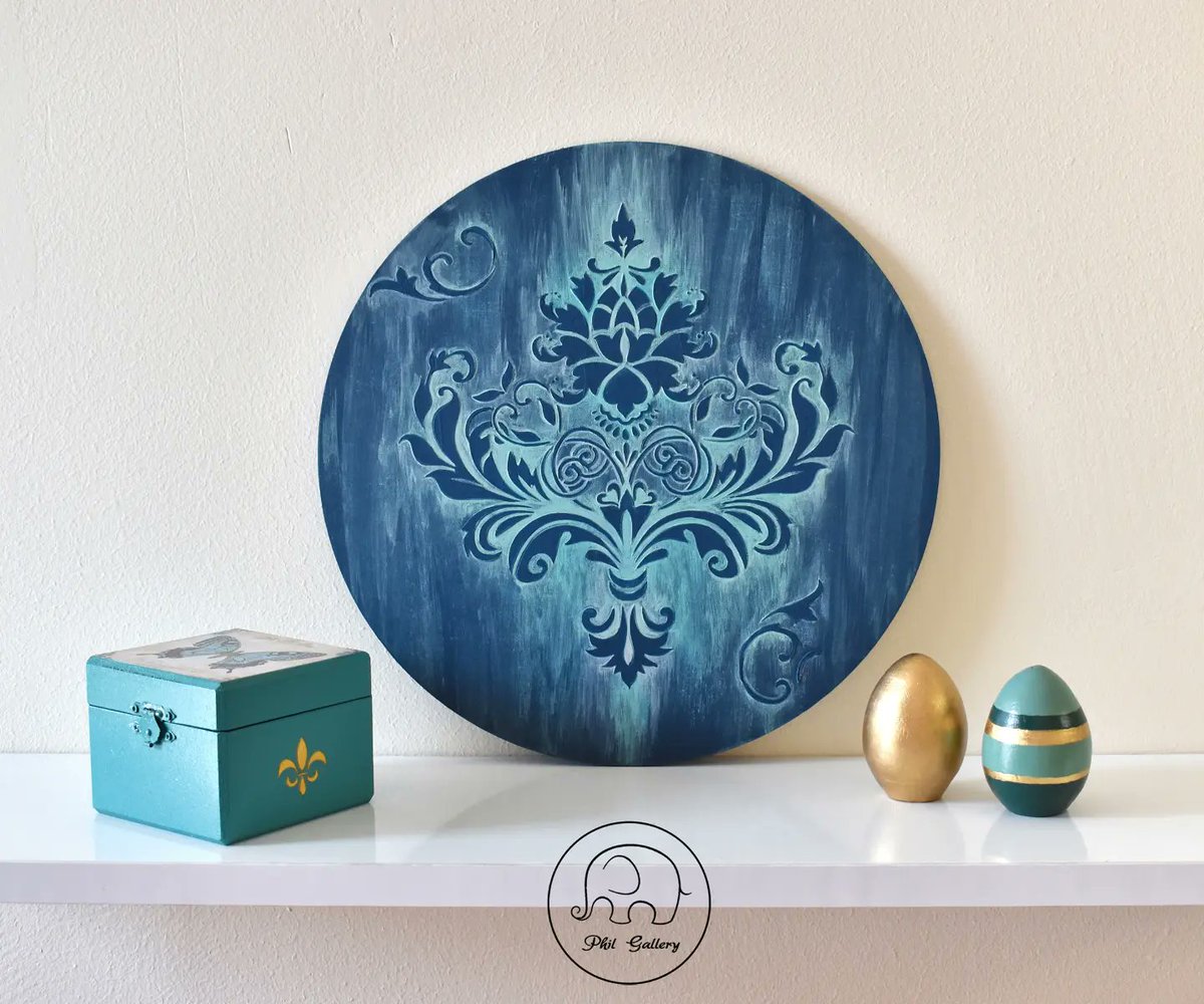 Philgallery's tweet photo. New item on my Etsy shop .
Dark blue & turquoise mixed media wall decor.
#mixedmediaart #modernhomedecor #damaskdesign #patinaart
Link in comment ⤵️ https://t.co/h8vKmUtFjo
