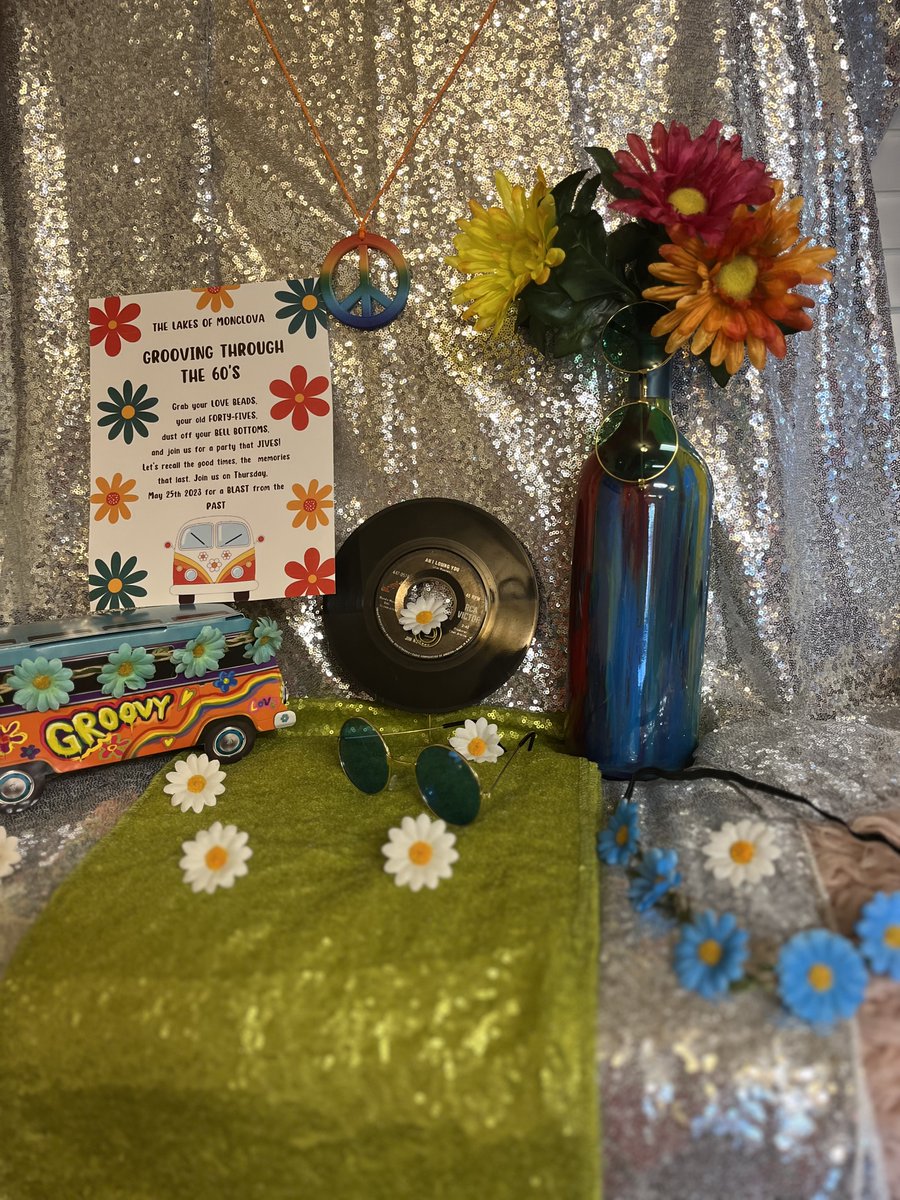 Enjoy a sneak peek of tomorrow's theme dinner. We look forward to grooving back to the 60s with our residents! #TrilogyThemeWeeks #DancingthroughtheDecades