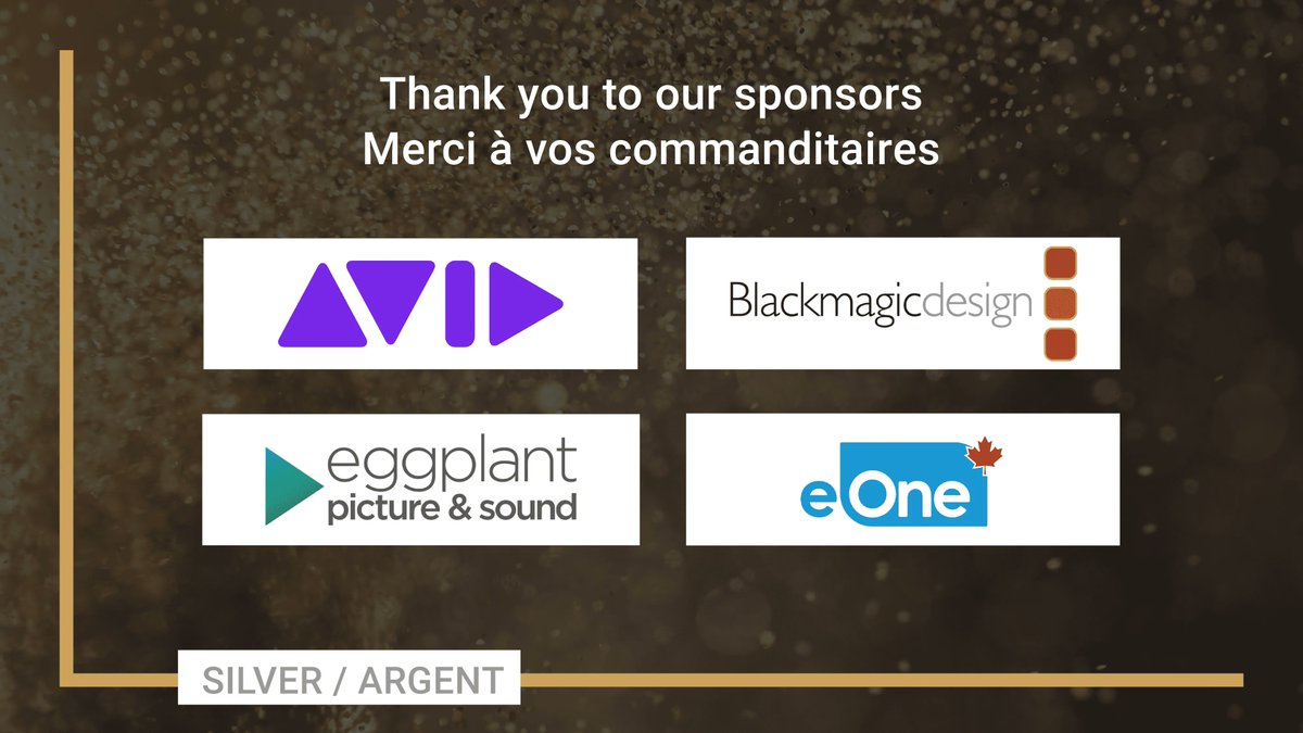 Thank you to our Silver sponsors / Merci à nos commanditaires argent @Avid @blackmagic_news @EggplantPS @eOnefilms We appreciate your support for the CCE and the 2023 Awards Nous sommes reconnaissants de votre soutien envers le CCE et les Prix 2023 #cceawards