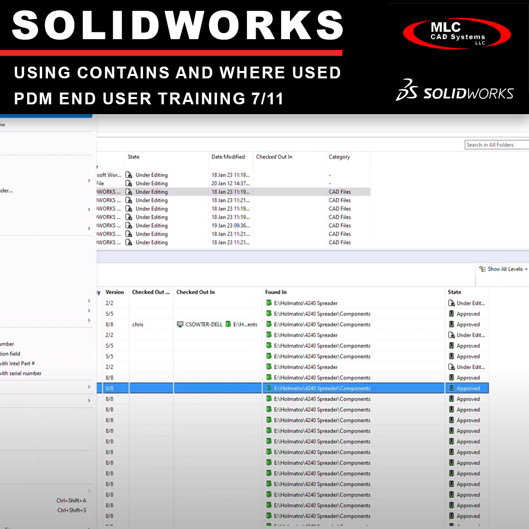mlccadsystems's tweet image. One of the biggest challenges after a @SOLIDWORKS PDM adoption is utilizing all the tools that the software has to offer. This video visits the topics of #SOLIDWORKS #PDM Using Contains and Where Used. #SOLIDWORKSTraining

Learn more here: ow.ly/QynA50OuX4p