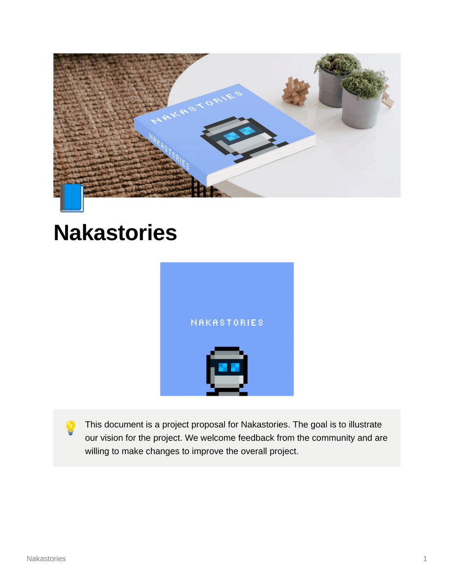 nakastories's tweet photo. This is it @Nakamigos community! 
The moment you've all been waiting for!

We are announcing our initial Nakastories project proposal right now. 
Check out the attached document below. 
Keep reading because we'll be doing our first GIVEAWAY!

Important key points are listed in the thread below!

#nakamigos #nakastories #naka #migos #giveaway