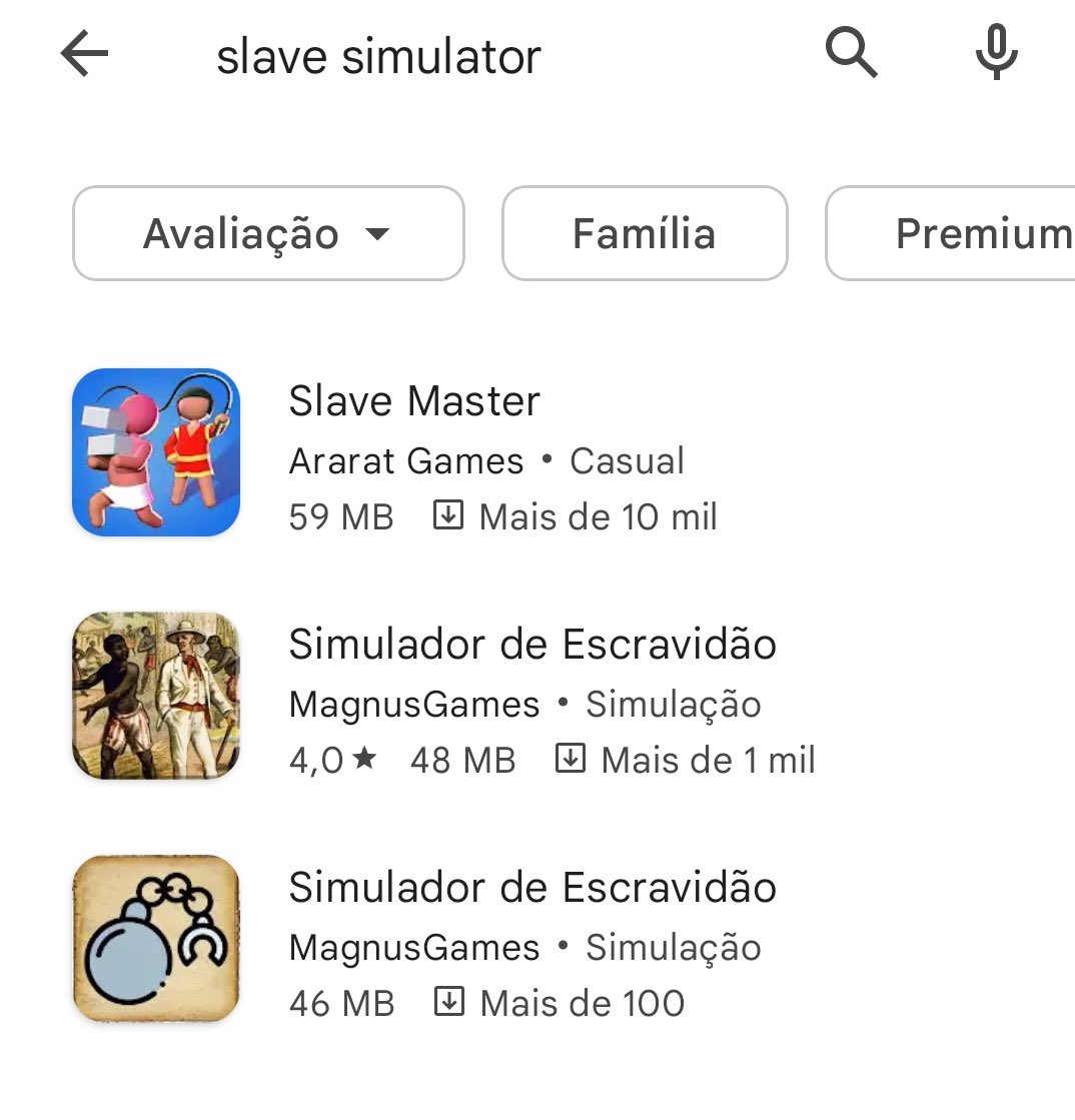 Levi Kaique Ferreira on X: Isso é UM ABSURDO. Sério, inacreditável… A tal Magnus  Games tinha dois simuladores de escravidão no Google Play Store   / X