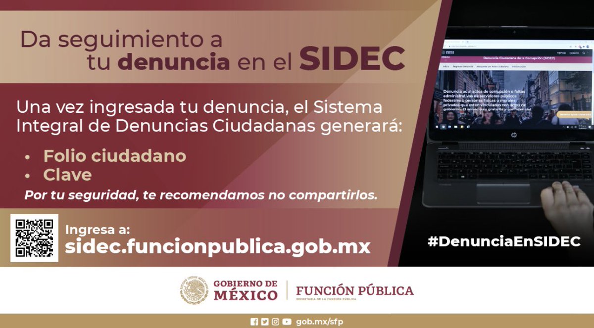 asipona_sc's tweet image. Da seguimiento a tu denuncia en el #SIDEC ingresa a: sidec.funcionpublica@gob.mx