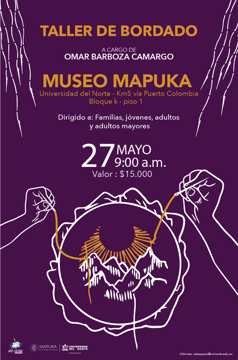 MapukaUninorte's tweet photo. Este sábado hay taller de bordado en el museo

No necesita inscripción. Empieza a las 9:00 a.m.

El valor de entrada se paga en taquilla e incluye todos los materiales https://t.co/iLVkhMQBhM