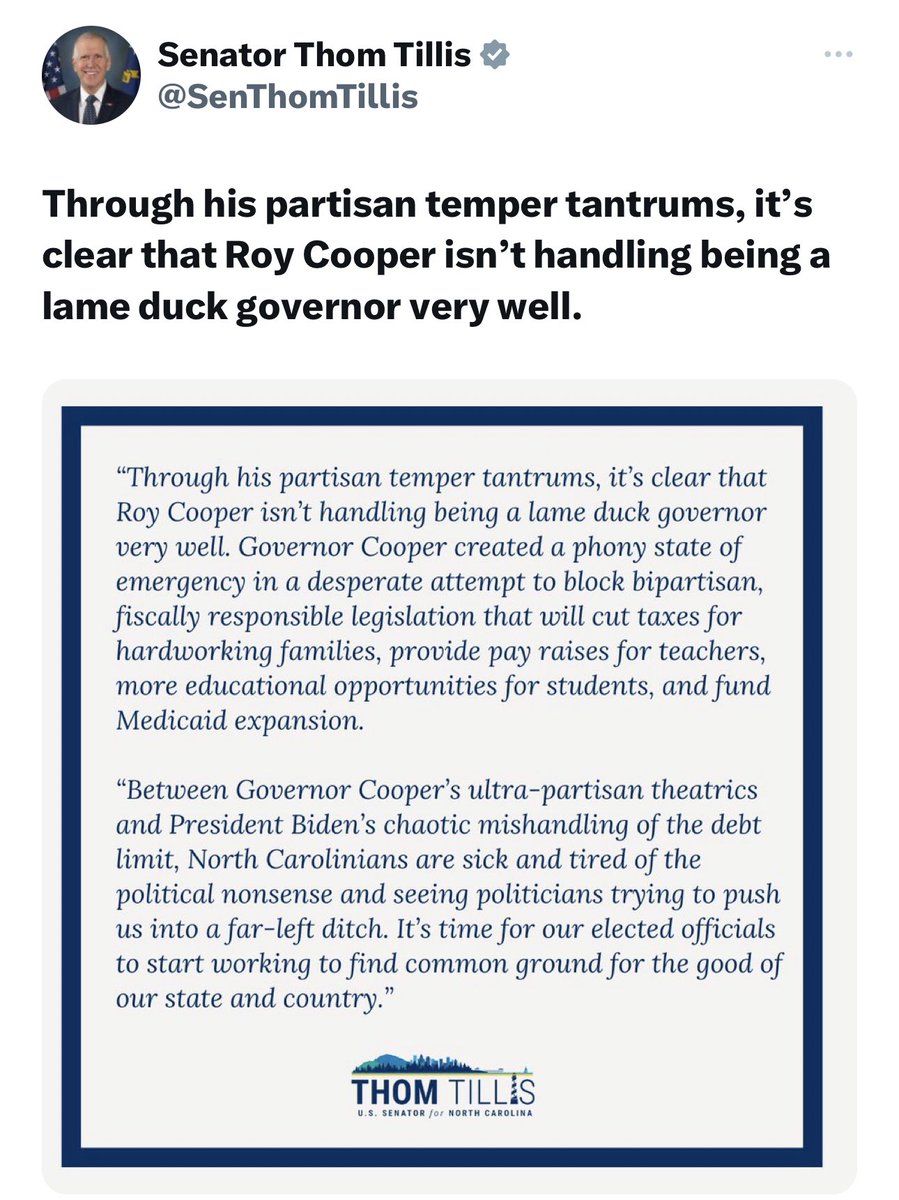 Don’t know why the fuck anyone would listen to Thom “I cut public education by HALF A BILLION DOLLARS as NC House Speaker” Tillis when it comes to education funding.