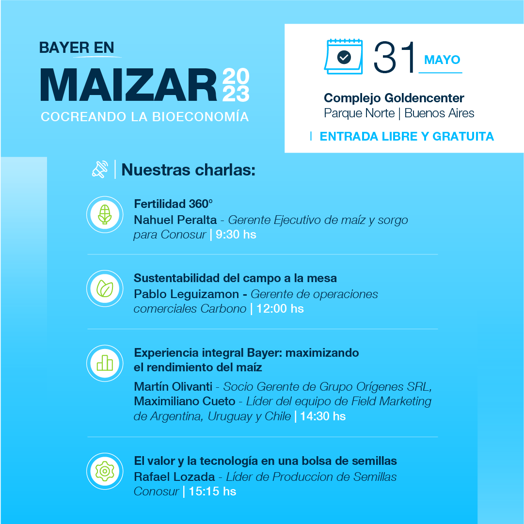 ¡YA LLEGA <a href="/maizararg/">MAIZAR</a>  2023! 

Este 31 de Mayo te invitamos a que formes parte del congreso en el Complejo Goldencenter. Vení y conocé todas las charlas que tenemos para vos. 

Con los pies en la tierra y la mirada en el futuro.