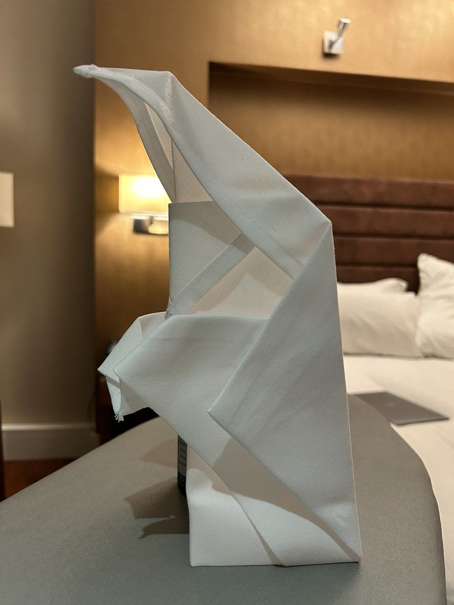 KnittingNun's tweet image. What else would a sister do during an evening at Chapter but try to make an origami nun out of a napkin! 😂 sadly she needs some more starch! 😂 #NunsofTwitter #Origami