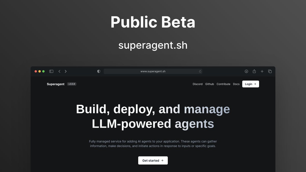 Happy to announce the public beta of superagent.sh. 

Our vision is to make production ready LLM powered agents accessible to developers independent of their current stack or environment.

Github:  github.com/homanp/superag…
Docs: docs.superagent.sh