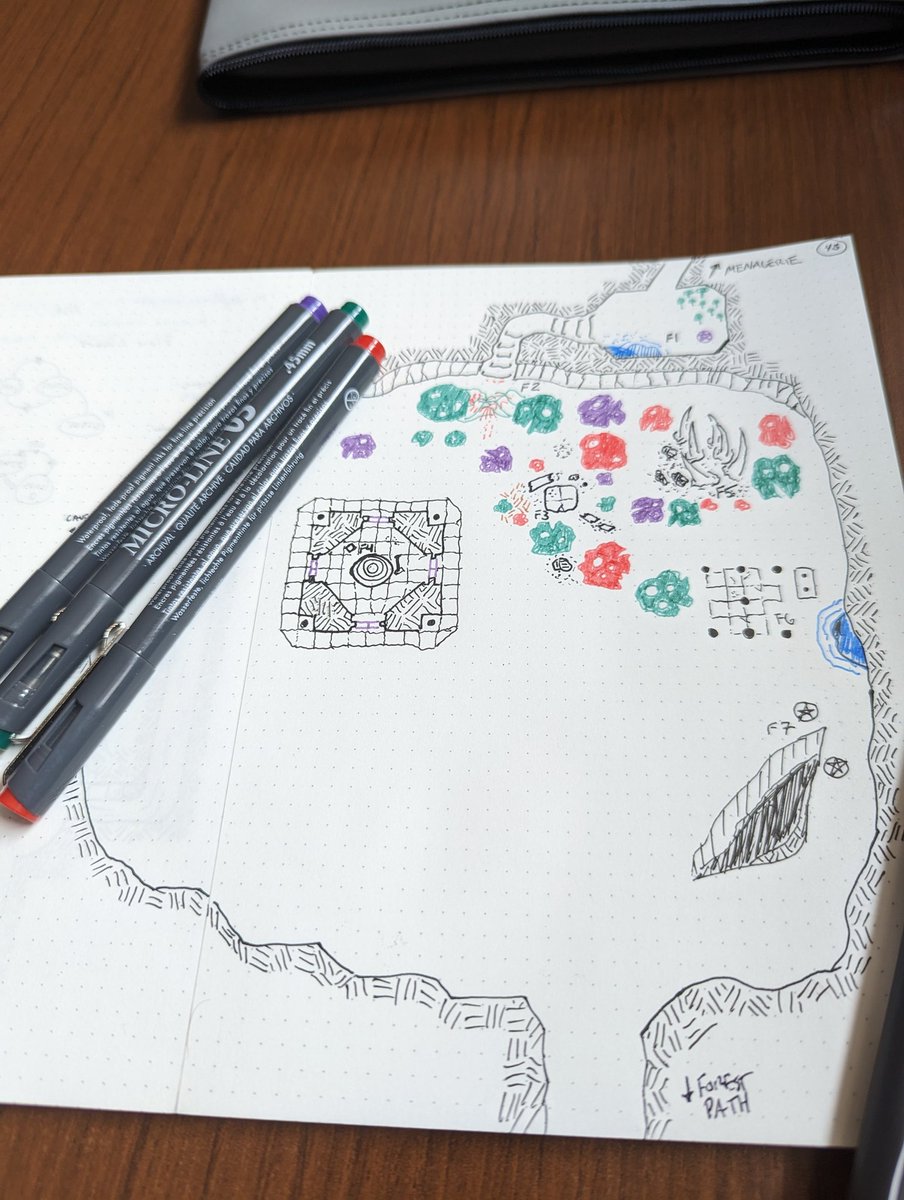 I'm penciling in a mushroom forest and listening to Mycelium by KGLW on my lunch break. Anyone still plugging along on #dungeon23 ? Sound off!
